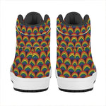 Rainbow Wave Pattern Print High Top Leather Sneakers