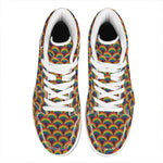 Rainbow Wave Pattern Print High Top Leather Sneakers