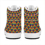 Rainbow Wave Pattern Print High Top Leather Sneakers