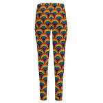 Rainbow Wave Pattern Print High-Waisted Pocket Leggings