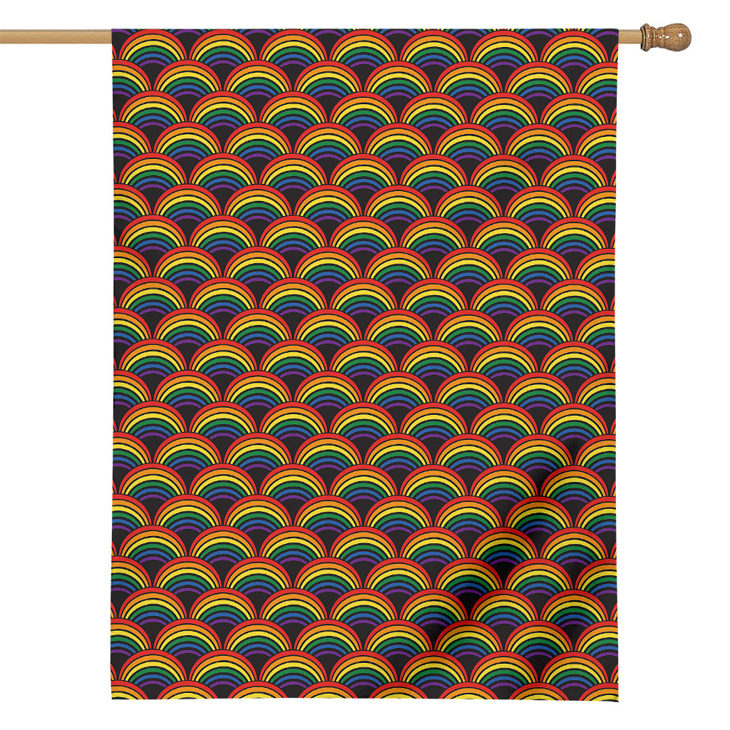 Rainbow Wave Pattern Print House Flag