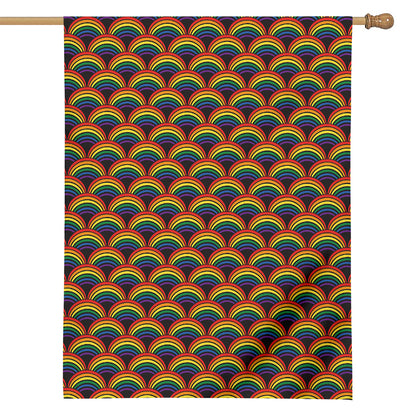 Rainbow Wave Pattern Print House Flag