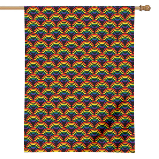 Rainbow Wave Pattern Print House Flag