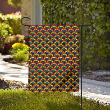 Rainbow Wave Pattern Print House Flag