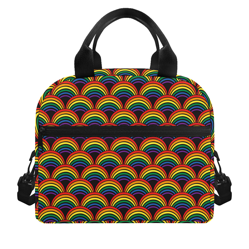 Rainbow Wave Pattern Print Insulated Lunch Bag
