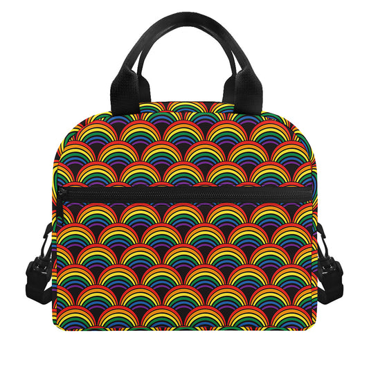 Rainbow Wave Pattern Print Insulated Lunch Bag