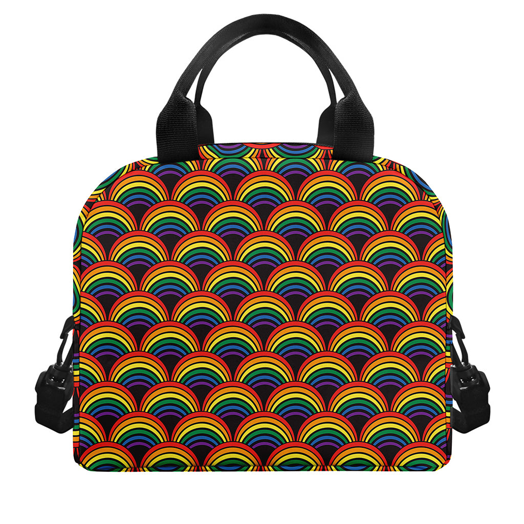 Rainbow Wave Pattern Print Insulated Lunch Bag