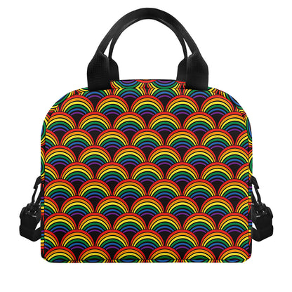 Rainbow Wave Pattern Print Insulated Lunch Bag