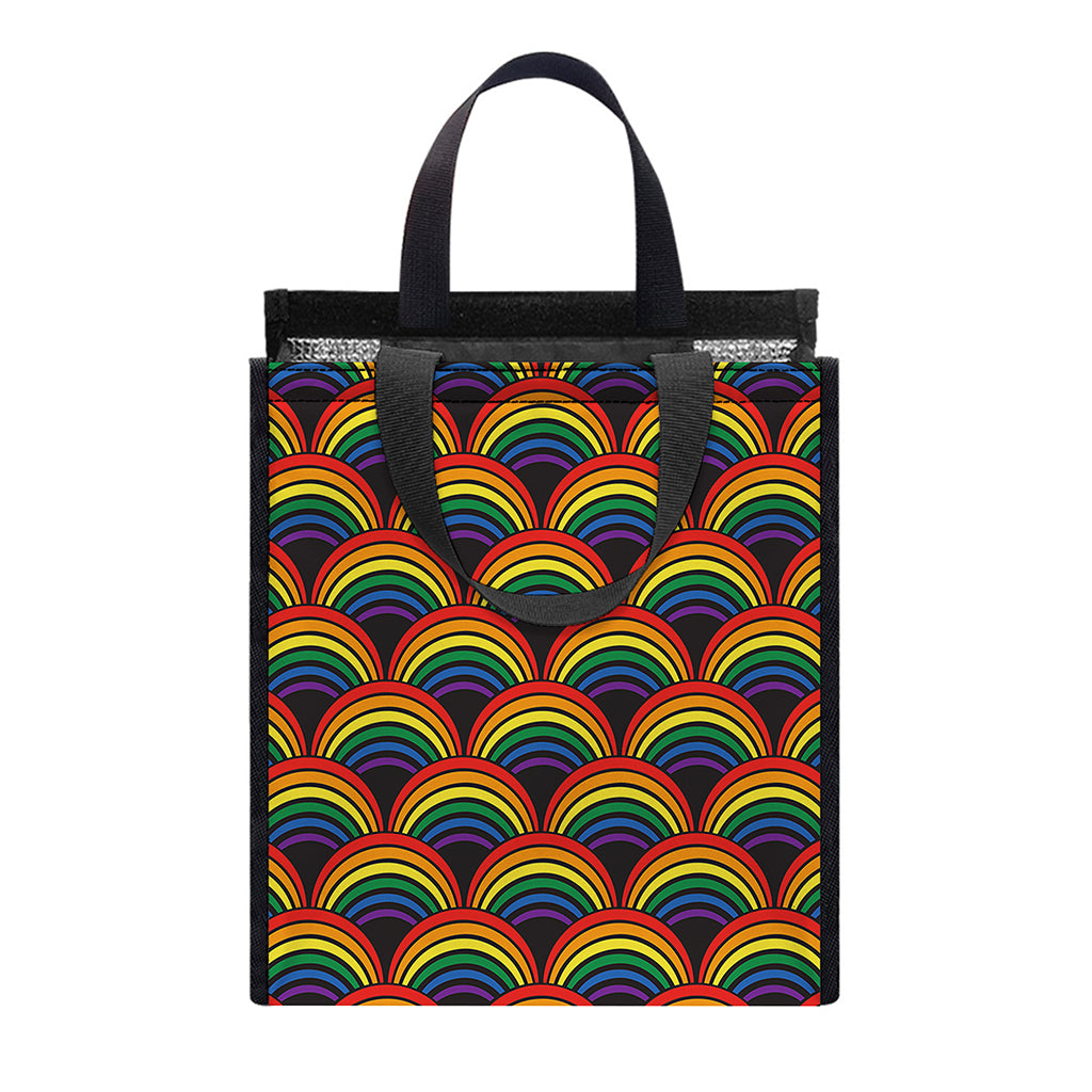 Rainbow Wave Pattern Print Insulated Lunch Tote