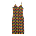 Rainbow Wave Pattern Print Jersey Midi Cami Dress