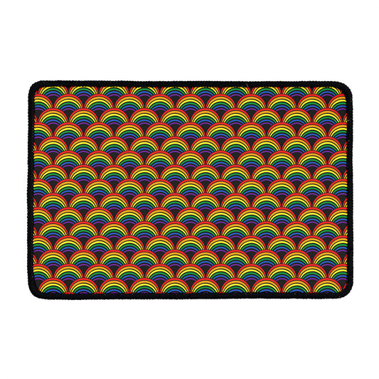 Rainbow Wave Pattern Print Kitchen Mat