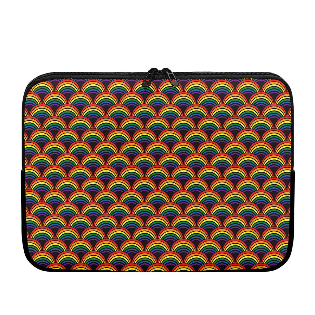 Rainbow Wave Pattern Print Laptop Sleeve
