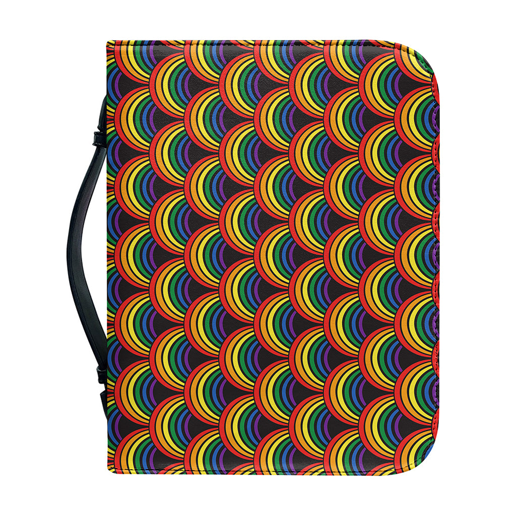 Rainbow Wave Pattern Print Leather Bible Cover