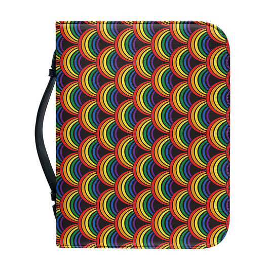 Rainbow Wave Pattern Print Leather Bible Cover