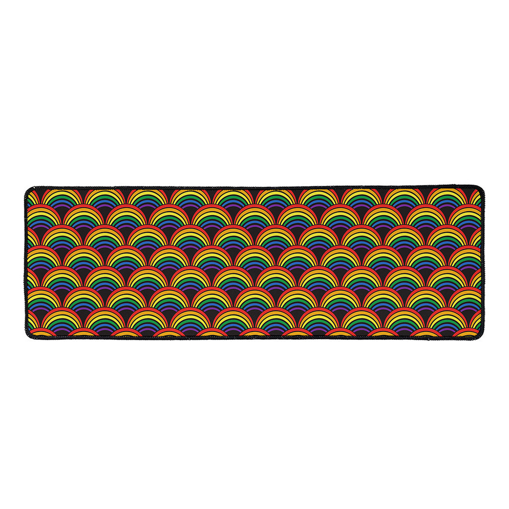 Rainbow Wave Pattern Print Long Kitchen Mat