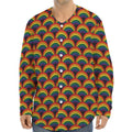Rainbow Wave Pattern Print Long Sleeve Baseball Jersey