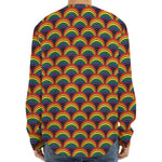 Rainbow Wave Pattern Print Long Sleeve Baseball Jersey