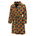Rainbow Wave Pattern Print Men's Bathrobe
