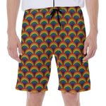 Rainbow Wave Pattern Print Men's Beach Shorts