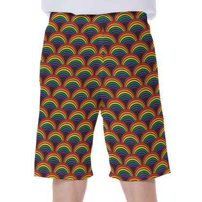 Rainbow Wave Pattern Print Men's Beach Shorts