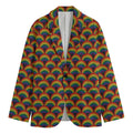 Rainbow Wave Pattern Print Men's Blazer