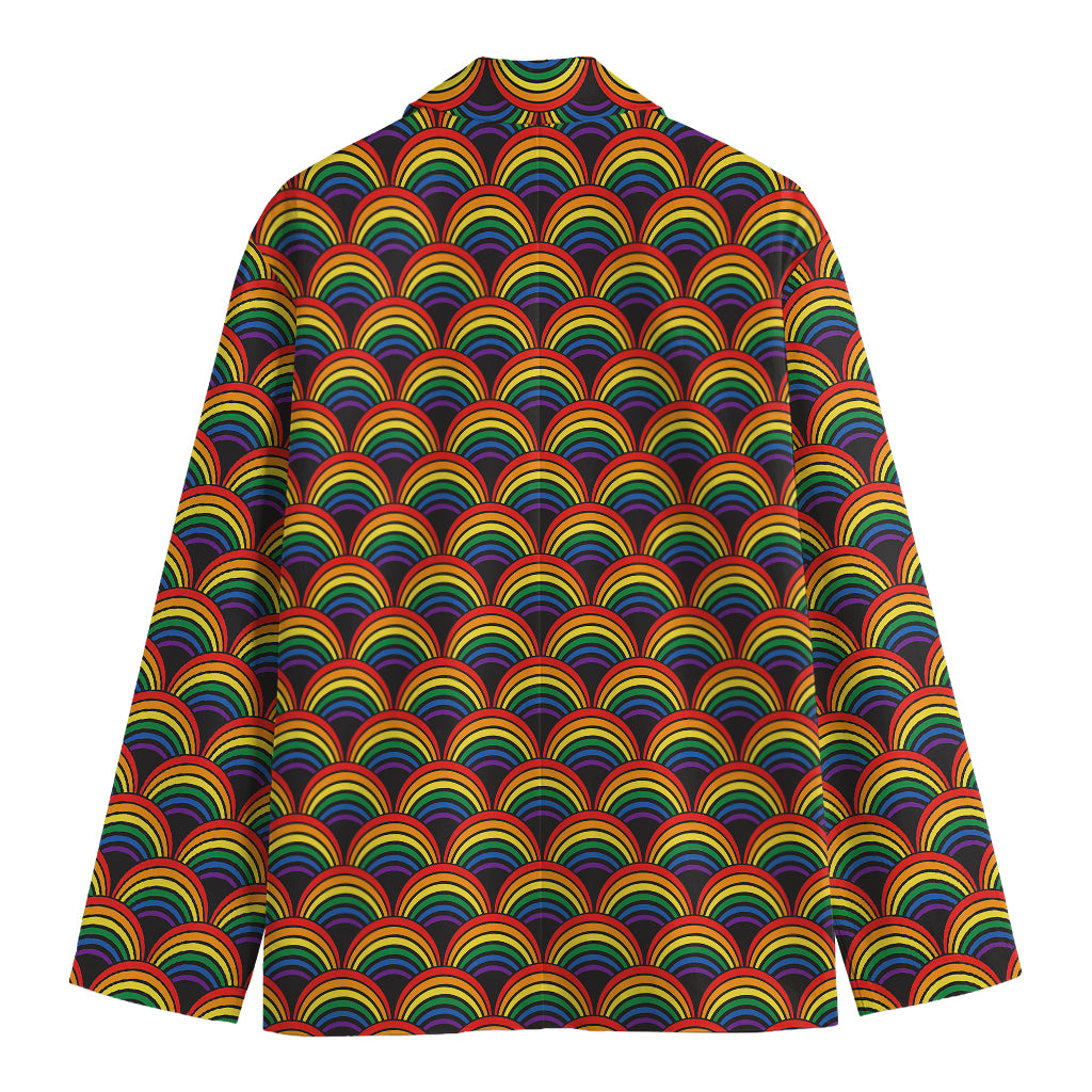 Rainbow Wave Pattern Print Men's Blazer