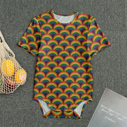 Rainbow Wave Pattern Print Men's Bodysuit