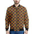 Rainbow Wave Pattern Print Men's Bomber Jacket