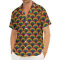 Rainbow Wave Pattern Print Men's Deep V-Neck Shirt