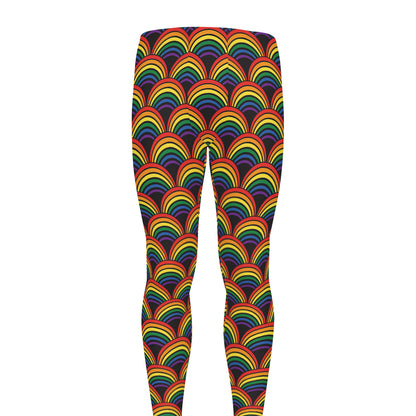 Rainbow Wave Pattern Print Men's leggings