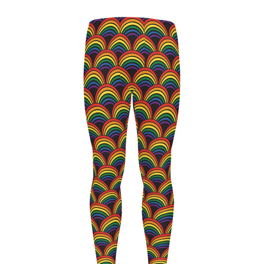 Rainbow Wave Pattern Print Men's leggings