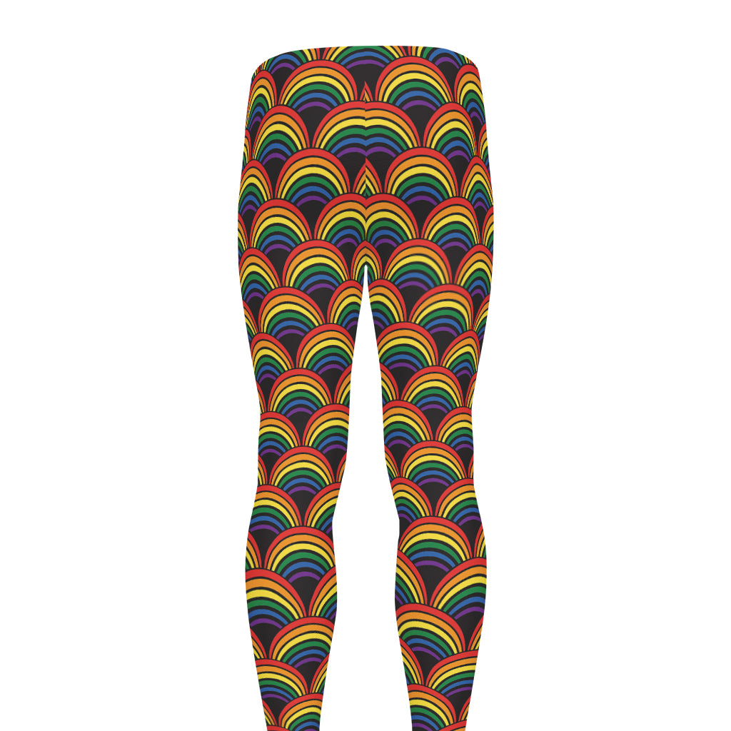 Rainbow Wave Pattern Print Men's leggings