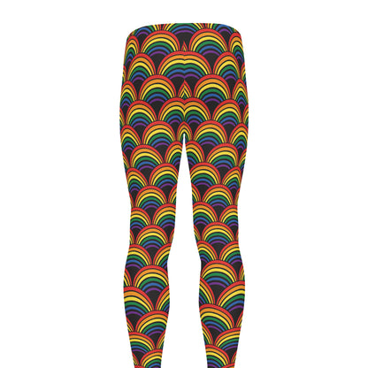 Rainbow Wave Pattern Print Men's leggings