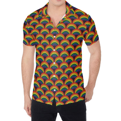 Rainbow Wave Pattern Print Men's Shirt