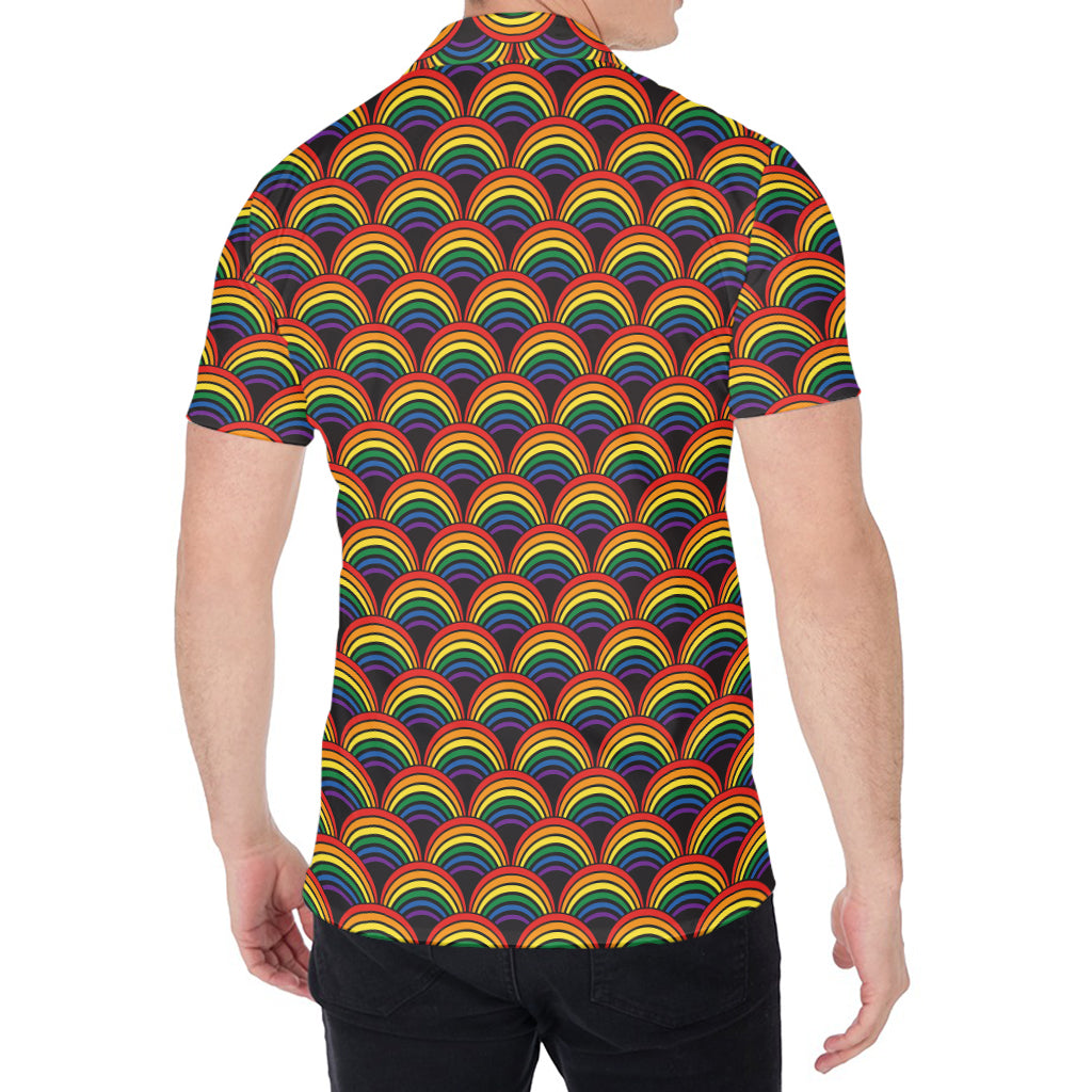 Rainbow Wave Pattern Print Men's Shirt