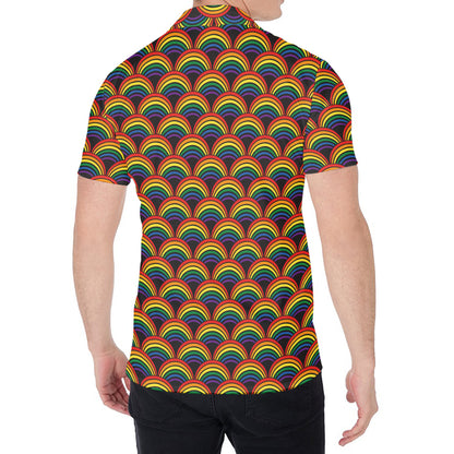 Rainbow Wave Pattern Print Men's Shirt