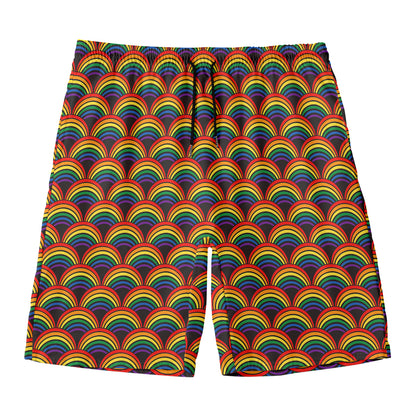 Rainbow Wave Pattern Print Men's Swim Trunks