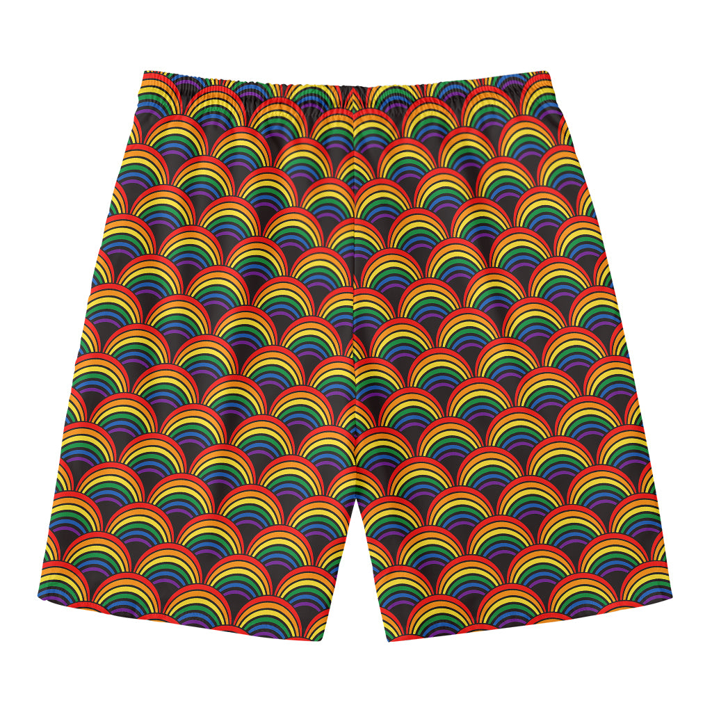 Rainbow Wave Pattern Print Men's Swim Trunks