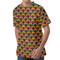 Rainbow Wave Pattern Print Men's Velvet T-Shirt