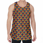 Rainbow Wave Pattern Print Men's Velvet Tank Top