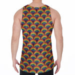 Rainbow Wave Pattern Print Men's Velvet Tank Top