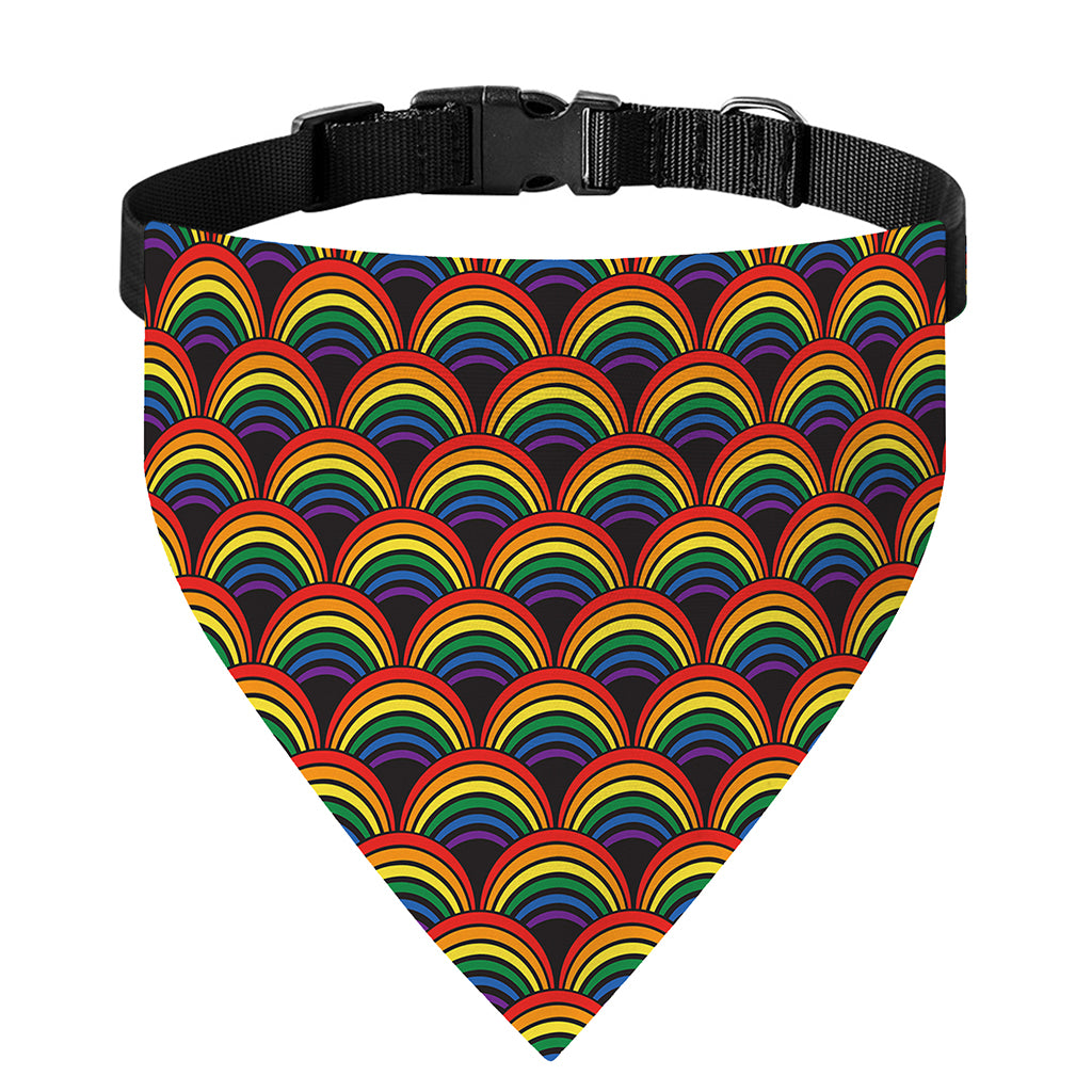 Rainbow Wave Pattern Print Over The Collar Dog Bandana