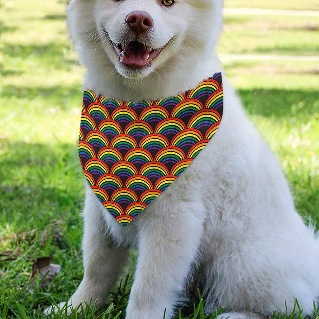 Rainbow Wave Pattern Print Over The Collar Dog Bandana