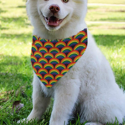 Rainbow Wave Pattern Print Over The Collar Dog Bandana