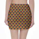 Rainbow Wave Pattern Print Pencil Mini Skirt