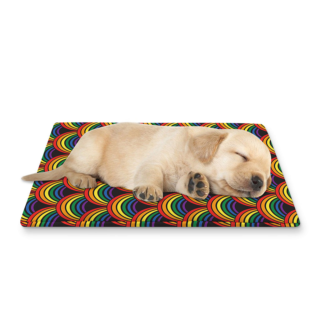 Rainbow Wave Pattern Print Pet Cooling Mat Cover