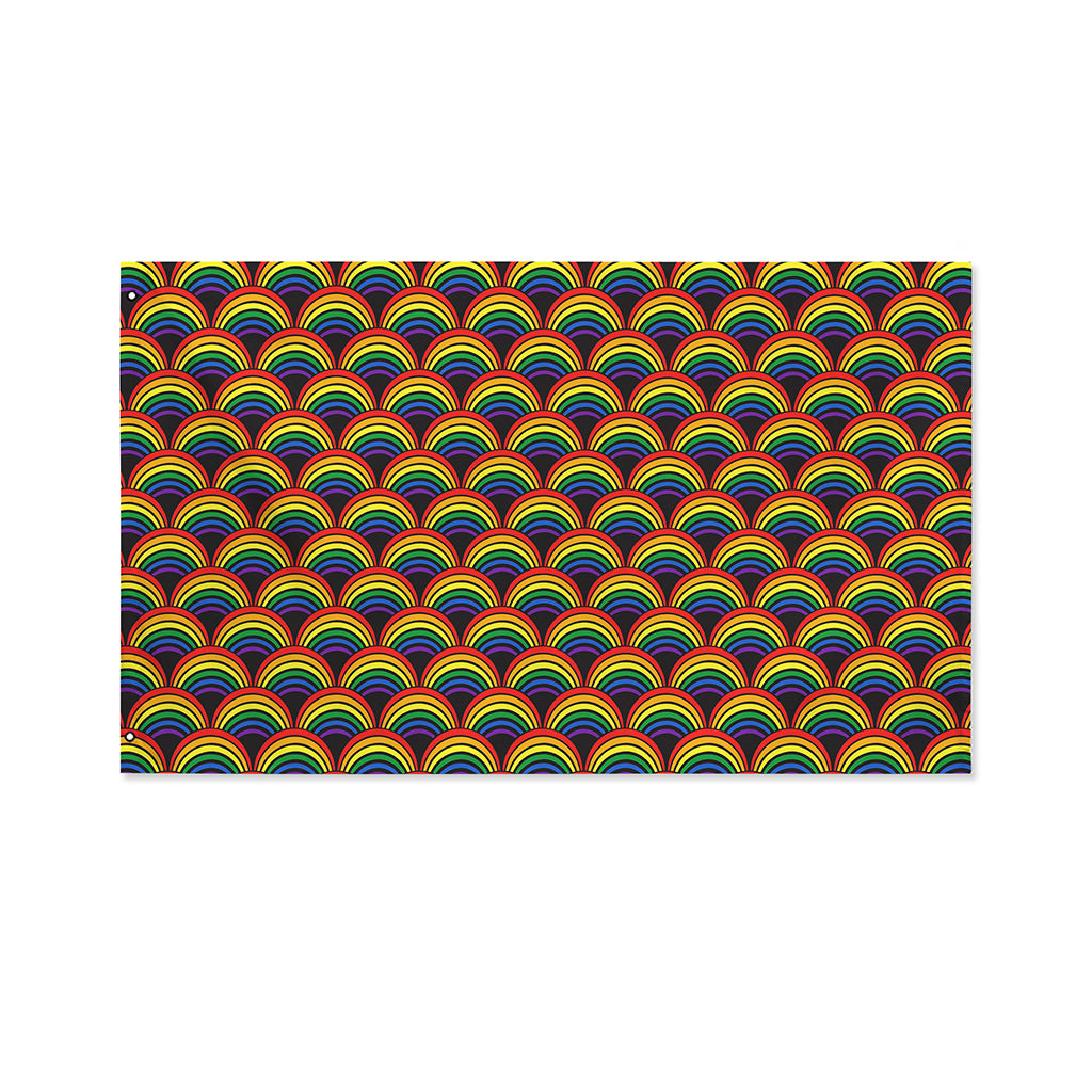Rainbow Wave Pattern Print Polyester Flag