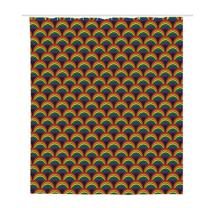 Rainbow Wave Pattern Print Polyester Shower Curtain