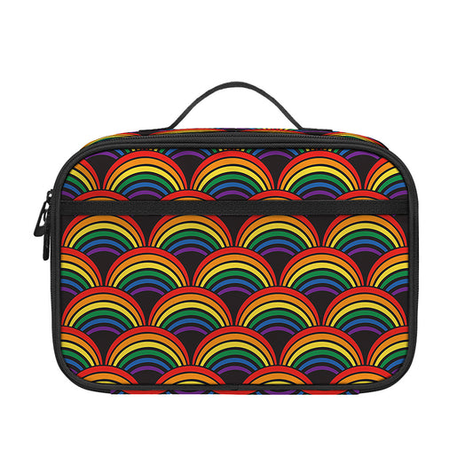 Rainbow Wave Pattern Print Portable Lunch Bag