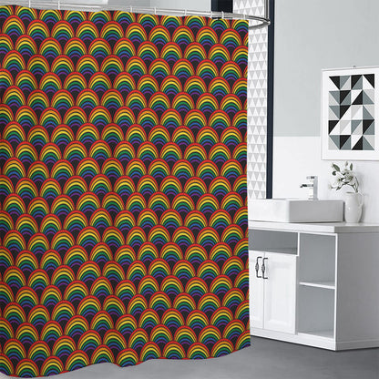 Rainbow Wave Pattern Print Premium Shower Curtain